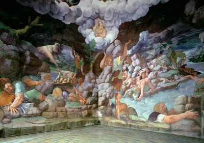 Sala dei Giganti, View of Two Walls Showing the Destruction of the Rebellious Giants by Jupiter